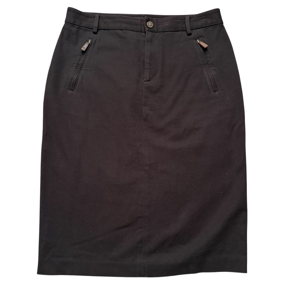 Vintage Lauren Ralph Lauren Brown Pencil Skirt Leather Zipper Pocket Size 8